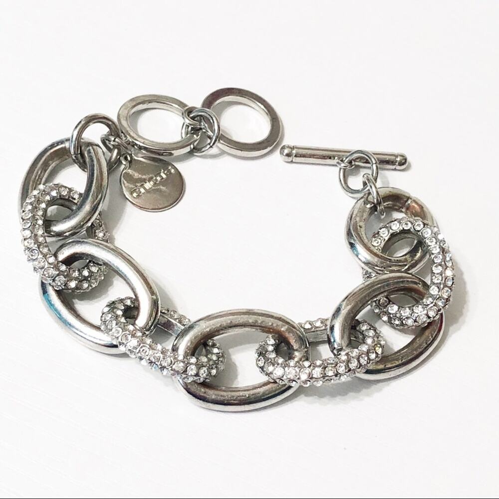Chico’s Silver & Pave Crystal Link Bracelet